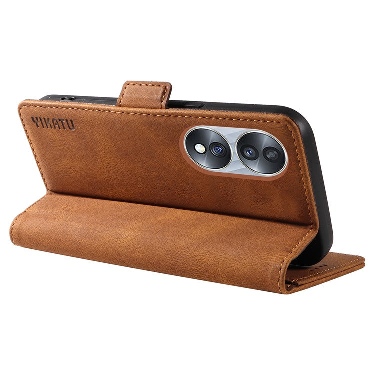 YIKATU YK-005 For Honor 70 5G Wallet Phone Case Stand Shell Skin-touch PU Leather Phone Cover - Brown