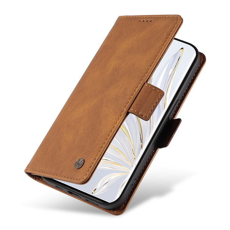 YIKATU YK-005 For Honor 70 5G Wallet Phone Case Stand Shell Skin-touch PU Leather Phone Cover - Brown