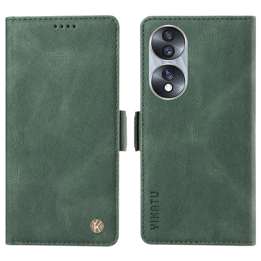 YIKATU YK-005 For Honor 70 5G Wallet Phone Case Stand Shell Skin-touch PU Leather Phone Cover - Green