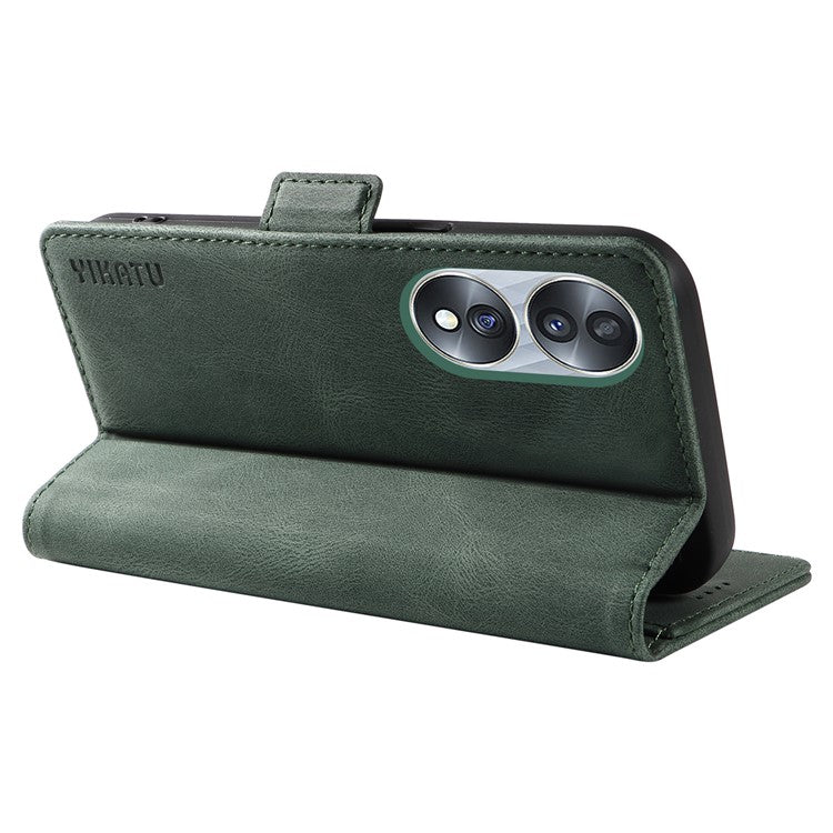 YIKATU YK-005 For Honor 70 5G Wallet Phone Case Stand Shell Skin-touch PU Leather Phone Cover - Green