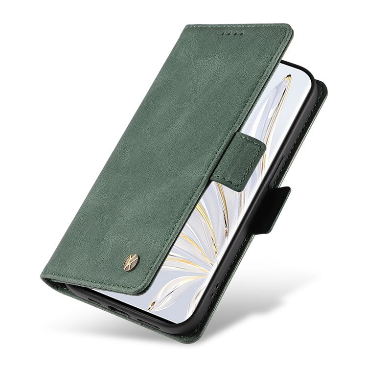YIKATU YK-005 For Honor 70 5G Wallet Phone Case Stand Shell Skin-touch PU Leather Phone Cover - Green