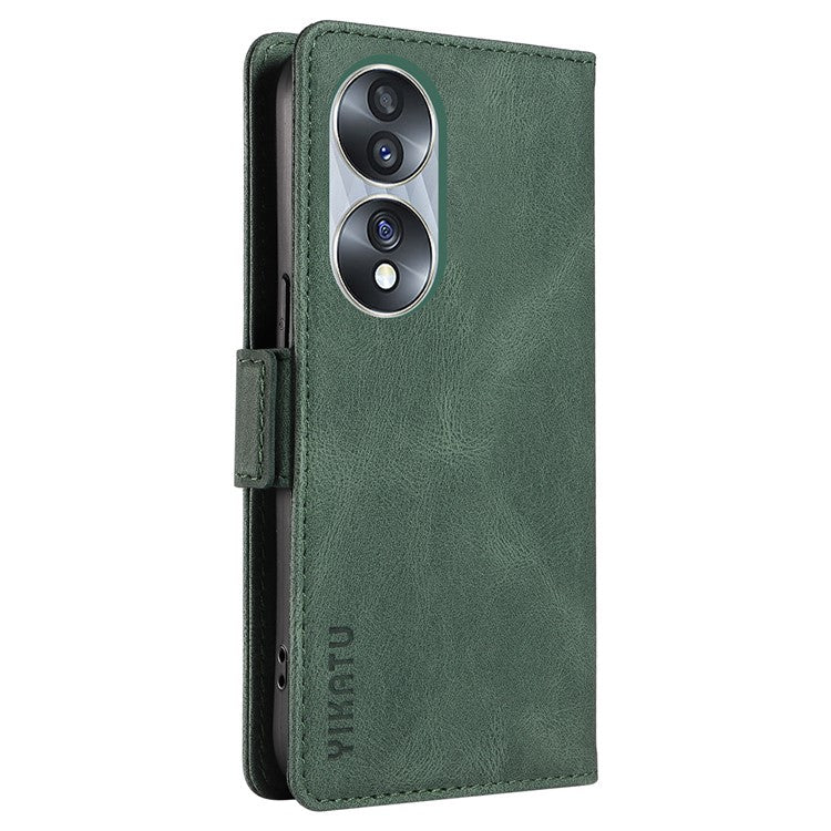 YIKATU YK-005 For Honor 70 5G Wallet Phone Case Stand Shell Skin-touch PU Leather Phone Cover - Green