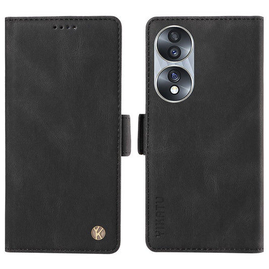 YIKATU YK-005 For Honor 70 5G Wallet Phone Case Stand Shell Skin-touch PU Leather Phone Cover - Black