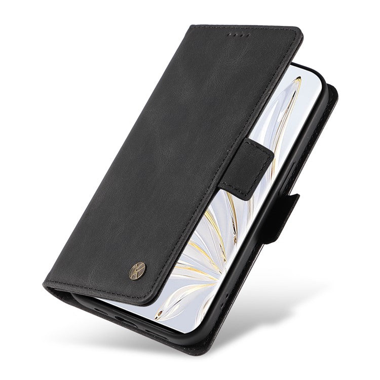 YIKATU YK-005 For Honor 70 5G Wallet Phone Case Stand Shell Skin-touch PU Leather Phone Cover - Black