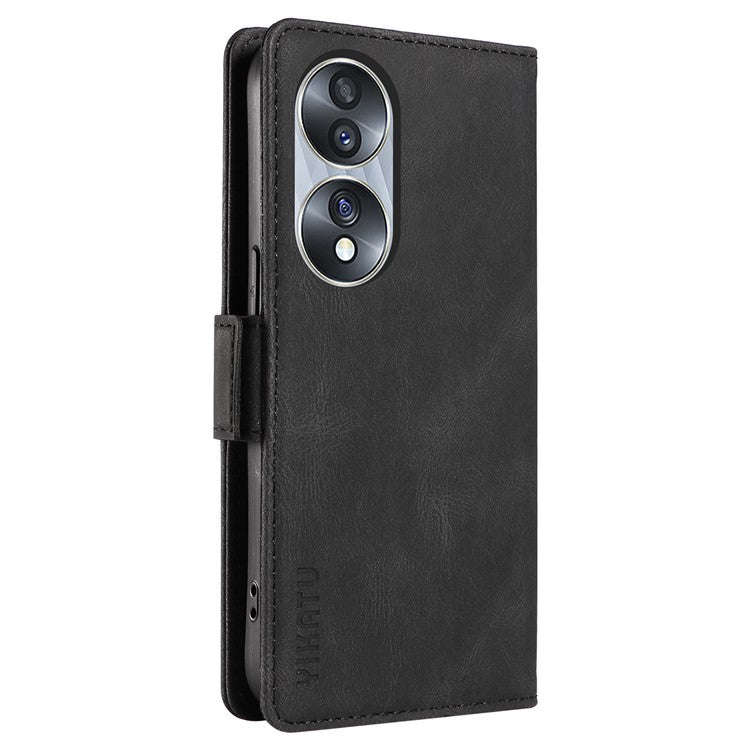YIKATU YK-005 For Honor 70 5G Wallet Phone Case Stand Shell Skin-touch PU Leather Phone Cover - Black