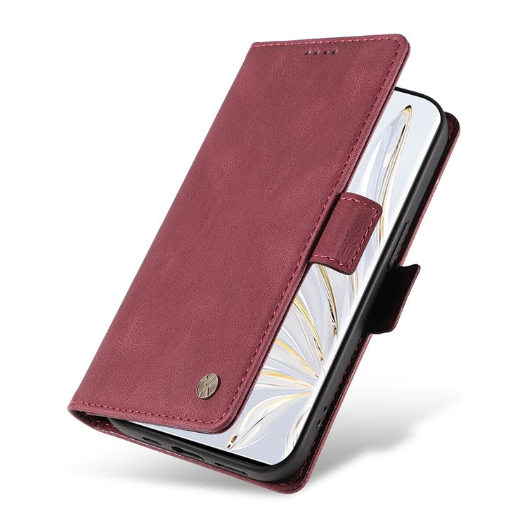 YIKATU YK-005 For Honor 70 5G Wallet Phone Case Stand Shell Skin-touch PU Leather Phone Cover - Wine Red