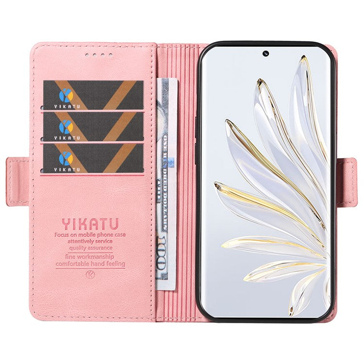 YIKATU YK-005 For Honor 70 5G Wallet Phone Case Stand Shell Skin-touch PU Leather Phone Cover - Pink