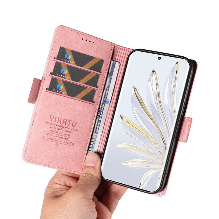 YIKATU YK-005 For Honor 70 5G Wallet Phone Case Stand Shell Skin-touch PU Leather Phone Cover - Pink