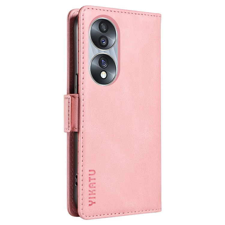 YIKATU YK-005 For Honor 70 5G Wallet Phone Case Stand Shell Skin-touch PU Leather Phone Cover - Pink
