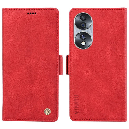 YIKATU YK-005 For Honor 70 5G Wallet Phone Case Stand Shell Skin-touch PU Leather Phone Cover - Red