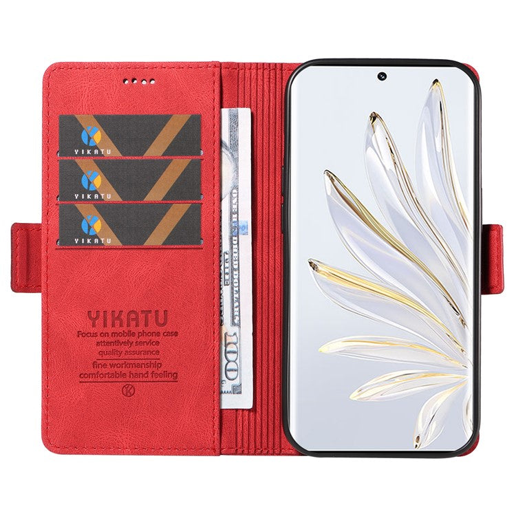 YIKATU YK-005 For Honor 70 5G Wallet Phone Case Stand Shell Skin-touch PU Leather Phone Cover - Red