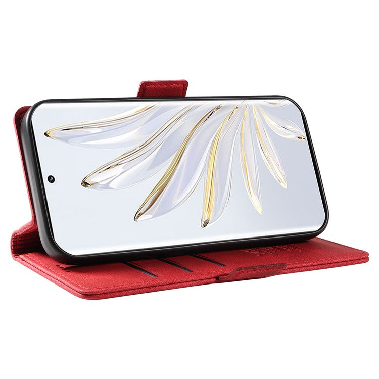 YIKATU YK-005 For Honor 70 5G Wallet Phone Case Stand Shell Skin-touch PU Leather Phone Cover - Red