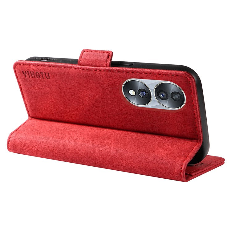 YIKATU YK-005 For Honor 70 5G Wallet Phone Case Stand Shell Skin-touch PU Leather Phone Cover - Red