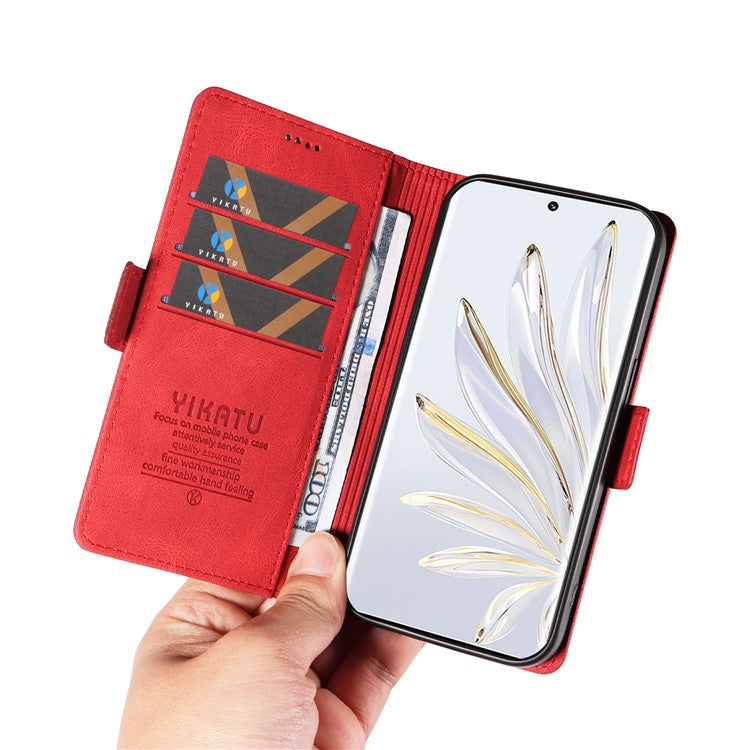 YIKATU YK-005 For Honor 70 5G Wallet Phone Case Stand Shell Skin-touch PU Leather Phone Cover - Red