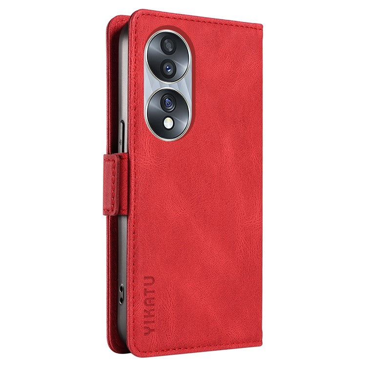 YIKATU YK-005 For Honor 70 5G Wallet Phone Case Stand Shell Skin-touch PU Leather Phone Cover - Red