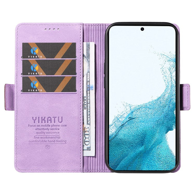 YIKATU YK-005 For Samsung Galaxy S21 FE 5G Stand Wallet Case Skin-touch Leather Phone Cover - Purple