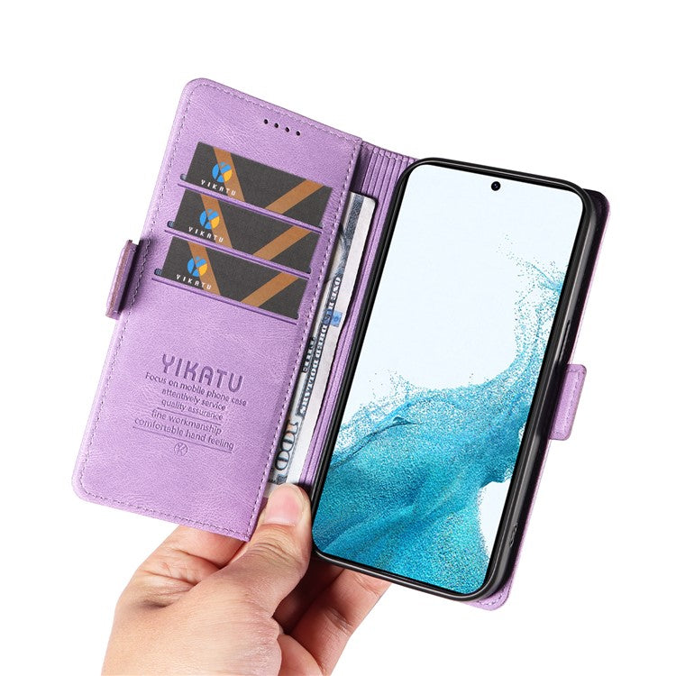 YIKATU YK-005 For Samsung Galaxy S21 FE 5G Stand Wallet Case Skin-touch Leather Phone Cover - Purple