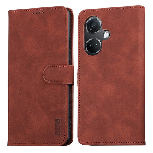AZNS For OnePlus Nord CE3 5G / Oppo K11 5G PU Leather Cell Phone Case Slim-Fit Shell Stand Wallet Phone Cover - Brown