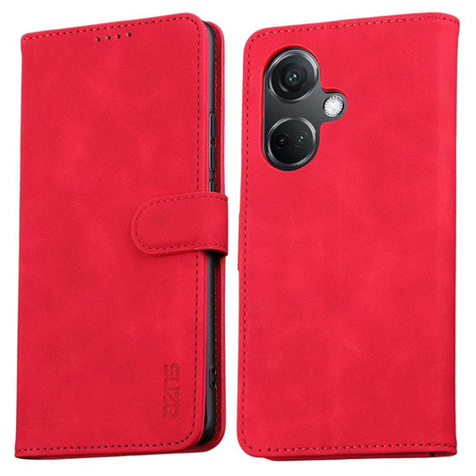 AZNS For OnePlus Nord CE3 5G / Oppo K11 5G PU Leather Cell Phone Case Slim-Fit Shell Stand Wallet Phone Cover - Red