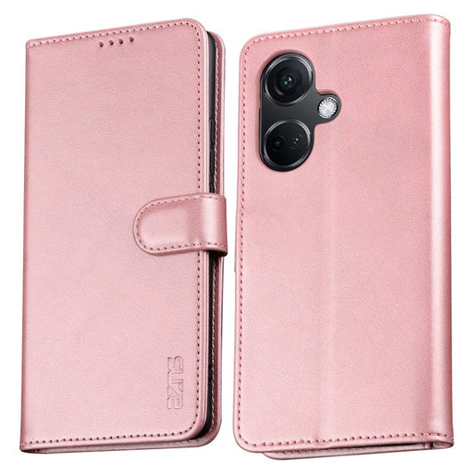 AZNS For OnePlus Nord CE3 5G / Oppo K11 5G PU Leather Cell Phone Case Slim-Fit Shell Stand Wallet Phone Cover - Rose Gold