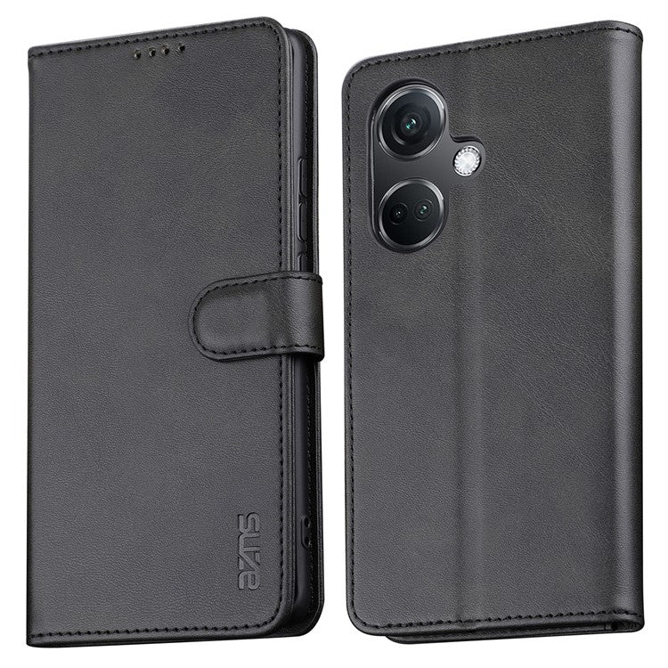 AZNS For OnePlus Nord CE3 5G / Oppo K11 5G PU Leather Cell Phone Case Slim-Fit Shell Stand Wallet Phone Cover - Black
