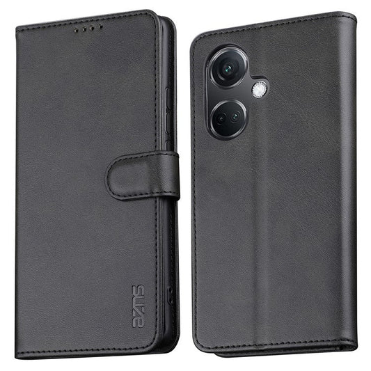 AZNS For OnePlus Nord CE3 5G / Oppo K11 5G PU Leather Cell Phone Case Slim-Fit Shell Stand Wallet Phone Cover - Black