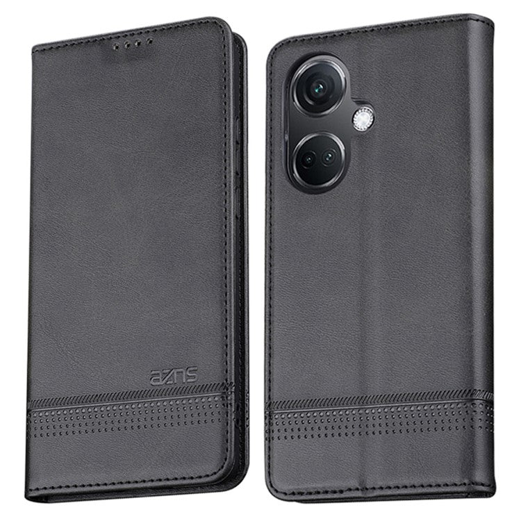 AZNS For Oppo K11 5G / OnePlus Nord CE3 5G Cellphone Cover PU Leather Flip Wallet Stand Case Phone Shell - Black