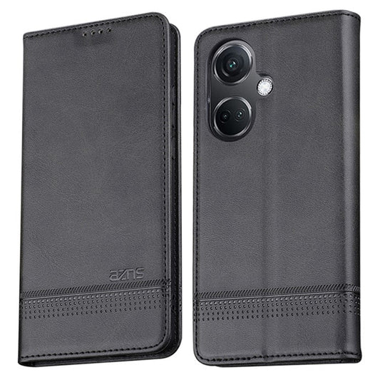 AZNS For Oppo K11 5G / OnePlus Nord CE3 5G Cellphone Cover PU Leather Flip Wallet Stand Case Phone Shell - Black
