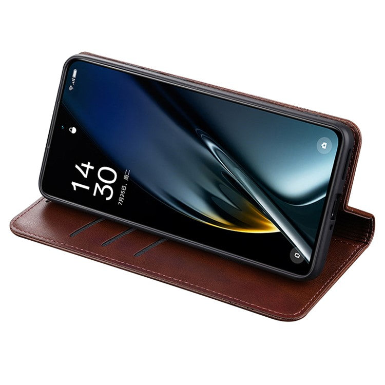 AZNS For Oppo K11 5G / OnePlus Nord CE3 5G Cellphone Cover PU Leather Flip Wallet Stand Case Phone Shell - Black