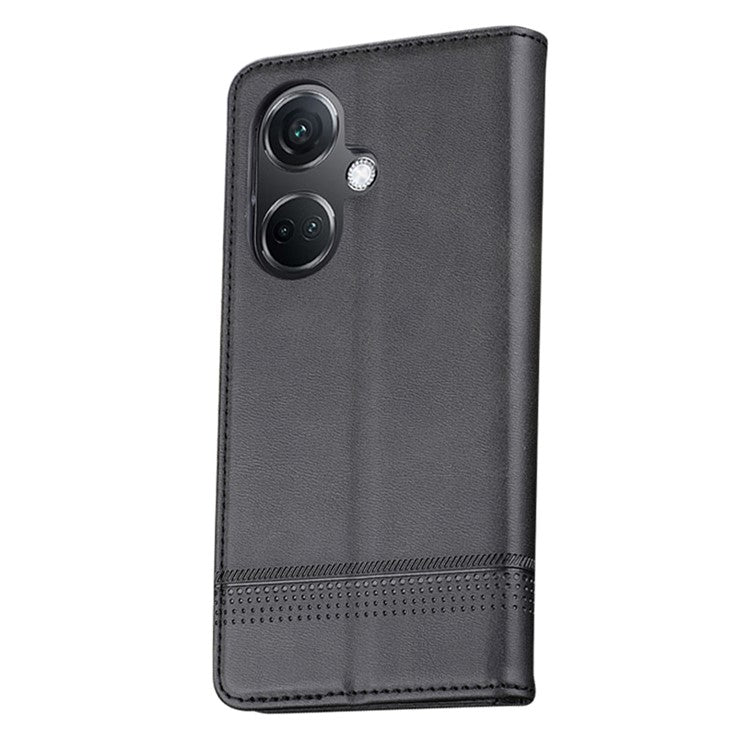 AZNS For Oppo K11 5G / OnePlus Nord CE3 5G Cellphone Cover PU Leather Flip Wallet Stand Case Phone Shell - Black