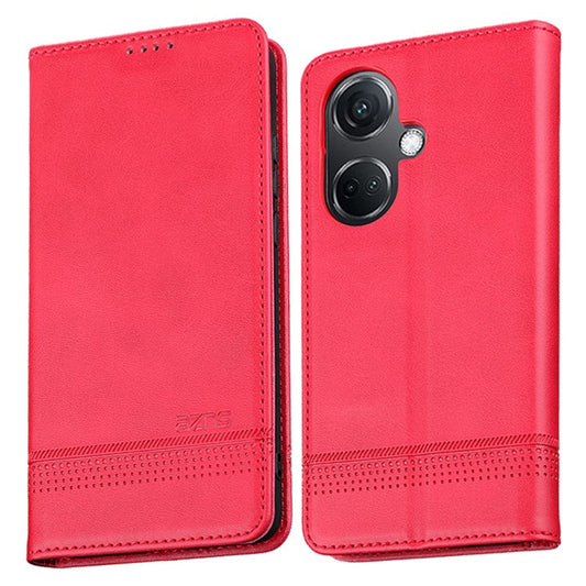 AZNS For Oppo K11 5G / OnePlus Nord CE3 5G Cellphone Cover PU Leather Flip Wallet Stand Case Phone Shell - Red