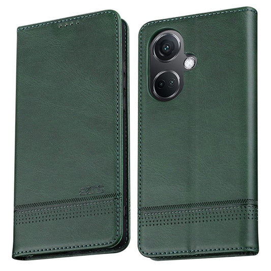AZNS For Oppo K11 5G / OnePlus Nord CE3 5G Cellphone Cover PU Leather Flip Wallet Stand Case Phone Shell - Green