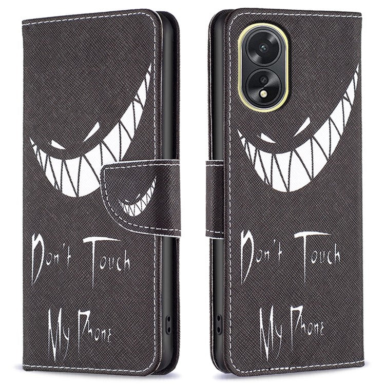 PU Leather Phone Cover for Oppo A38 4G , Pattern Printing Phone Case with Stand Wallet - Don't Touch My Phone