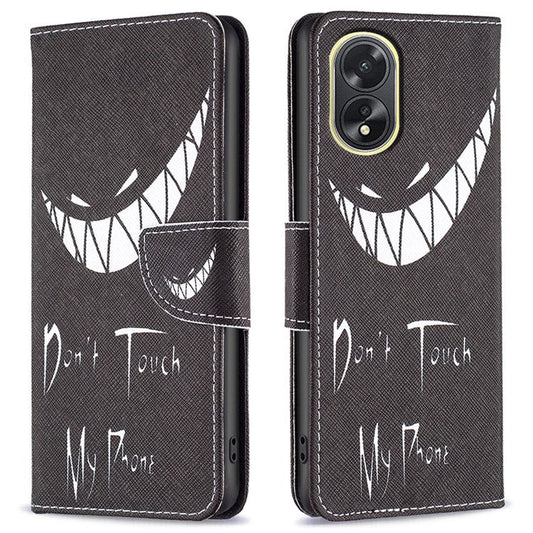 PU Leather Phone Cover for Oppo A38 4G , Pattern Printing Phone Case with Stand Wallet - Don't Touch My Phone