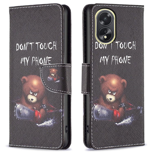PU Leather Phone Cover for Oppo A38 4G , Pattern Printing Phone Case with Stand Wallet - Bear