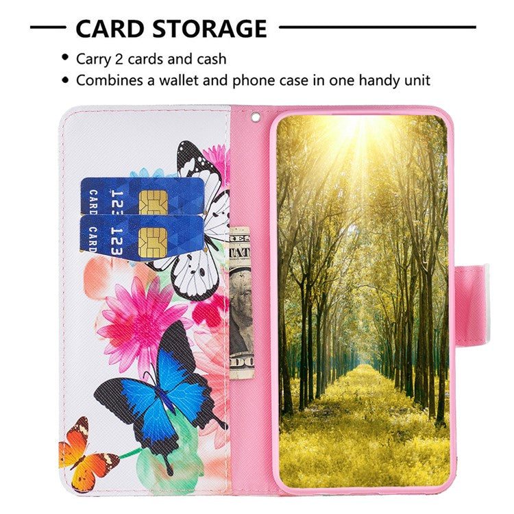 PU Leather Phone Cover for Oppo A38 4G , Pattern Printing Phone Case with Stand Wallet - Two Butterflies