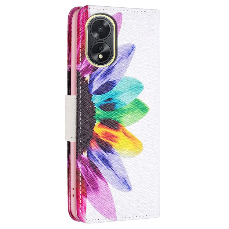 PU Leather Phone Cover for Oppo A38 4G , Pattern Printing Phone Case with Stand Wallet - Sunflower