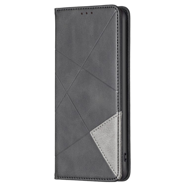 Phone Case for Oppo A38 , PU Leather Shell Imprinted Line Flip Phone Cover with Card Slots Stand Function - Black