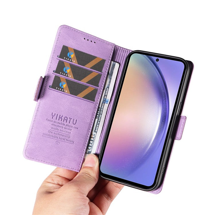 YIKATU YK-005 For Samsung Galaxy A54 5G Phone Case PU Leather Skin-touch Wallet Stand Shell Cover - Purple