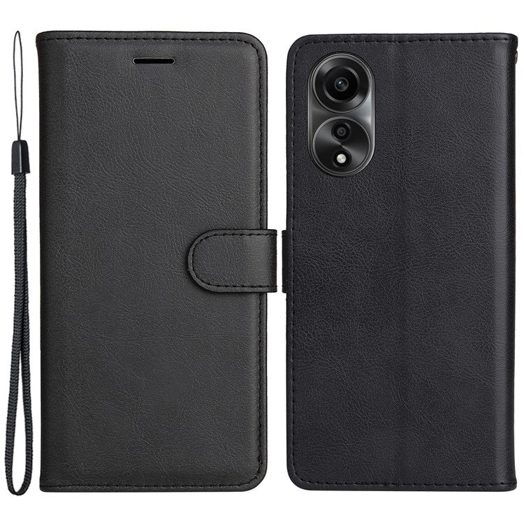 KT Leather Series-2 For Oppo A78 4G Wallet PU Leather Case Solid Color Stand Protective Phone Cover - Black