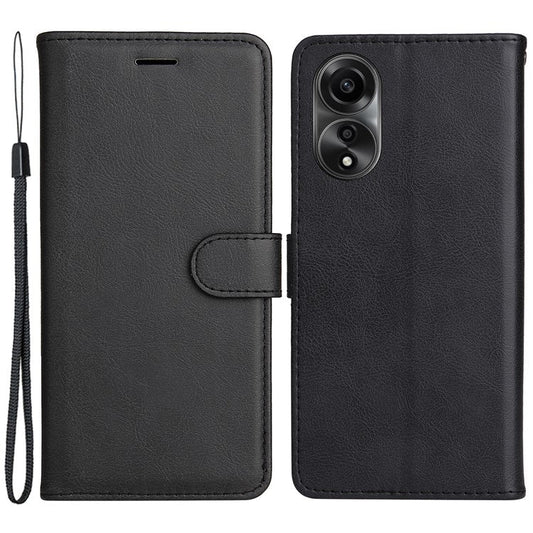 KT Leather Series-2 For Oppo A78 4G Wallet PU Leather Case Solid Color Stand Protective Phone Cover - Black