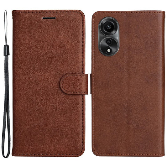 KT Leather Series-2 For Oppo A78 4G Wallet PU Leather Case Solid Color Stand Protective Phone Cover - Brown
