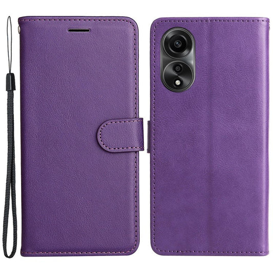 KT Leather Series-2 For Oppo A78 4G Wallet PU Leather Case Solid Color Stand Protective Phone Cover - Purple