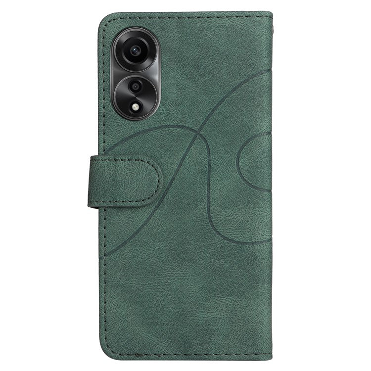 KT Leather Series-1 Dual-color Splicing Wallet Case for Oppo A78 4G , PU Leather Stand Phone Cover - Green