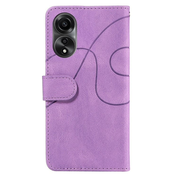KT Leather Series-1 Dual-color Splicing Wallet Case for Oppo A78 4G , PU Leather Stand Phone Cover - Light Purple