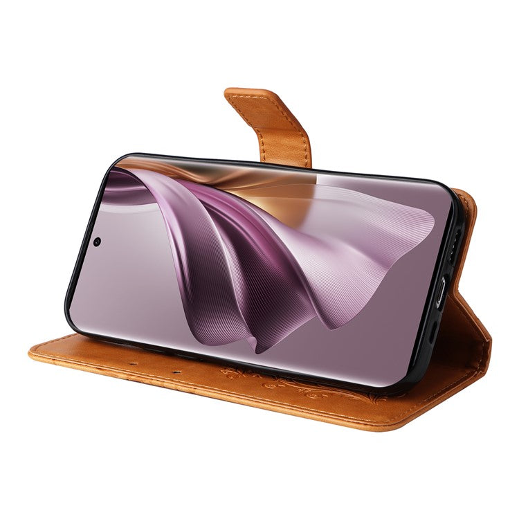 KT Imprinting Flower Series-2 For Oppo Reno10 5G (Global) / Reno10 Pro 5G (Global) Wallet Phone Case Imprinted Butterfly Leather Stand Cover - Yellow