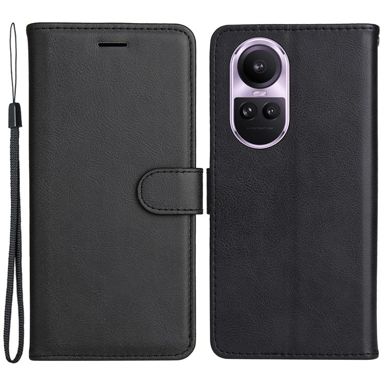KT Leather Series-2 For Oppo Reno10 5G (Global) / Reno10 Pro 5G (Global) PU Leather Wallet Phone Case Stand Cover - Black