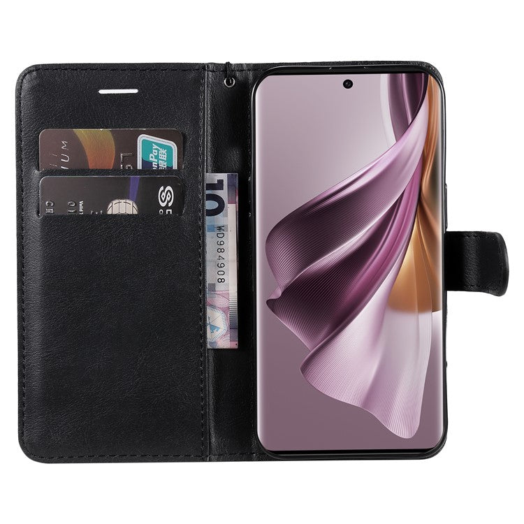 KT Leather Series-2 For Oppo Reno10 5G (Global) / Reno10 Pro 5G (Global) PU Leather Wallet Phone Case Stand Cover - Black