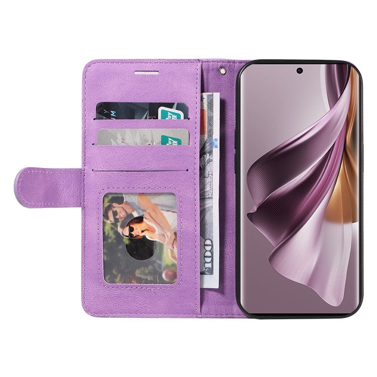 KT Leather Series-1 for Oppo Reno10 5G (Global) / Reno10 Pro 5G (Global) Wallet Leather Phone Case Dual-color Splicing Stand Cover - Light Purple