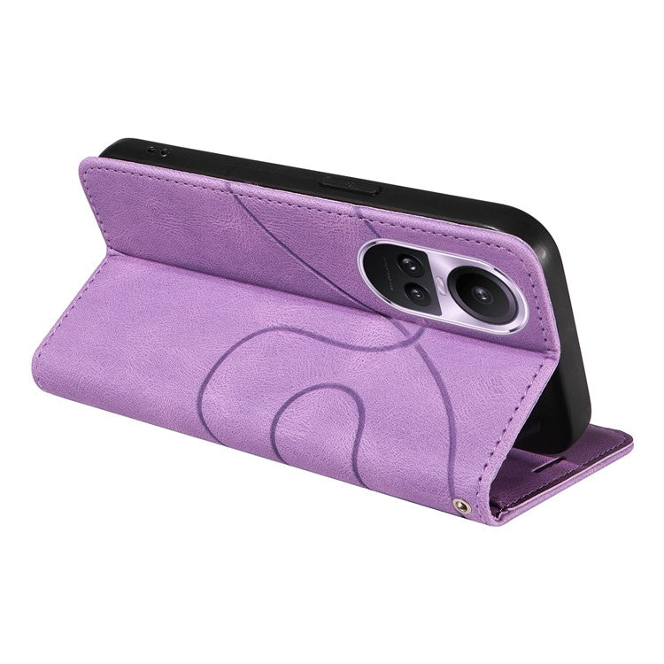 KT Leather Series-1 for Oppo Reno10 5G (Global) / Reno10 Pro 5G (Global) Wallet Leather Phone Case Dual-color Splicing Stand Cover - Light Purple